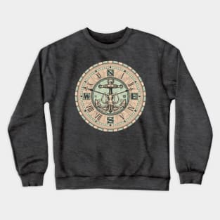 Old Clock Anchor and Octopus Art Drawing Illustration Crewneck Sweatshirt